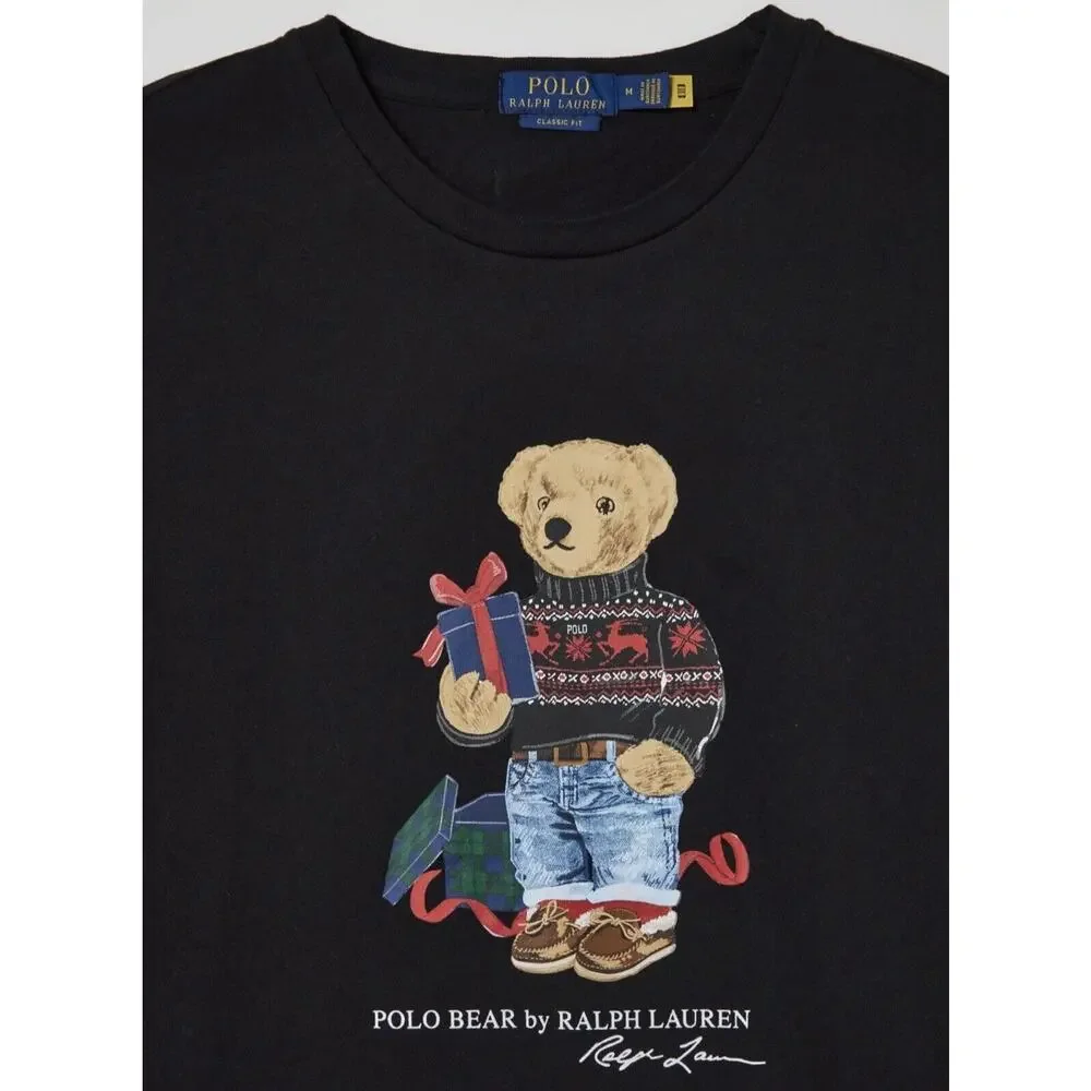 Polo Ralph Lauren Polo‎ Bear T-Shirt Men Size Medium Black Graphic Classic Fit